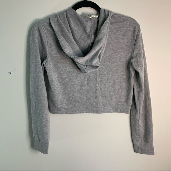 Gaze USA Grey Holey Cropped Hoodie Sweatshirt Size Small - Picture 2 of 5